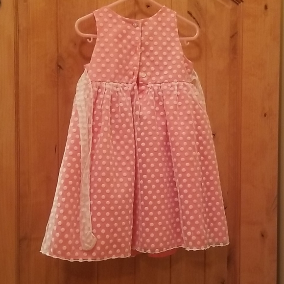 Peach polka dot fancy toddler dress (3T) - Picture 4 of 8